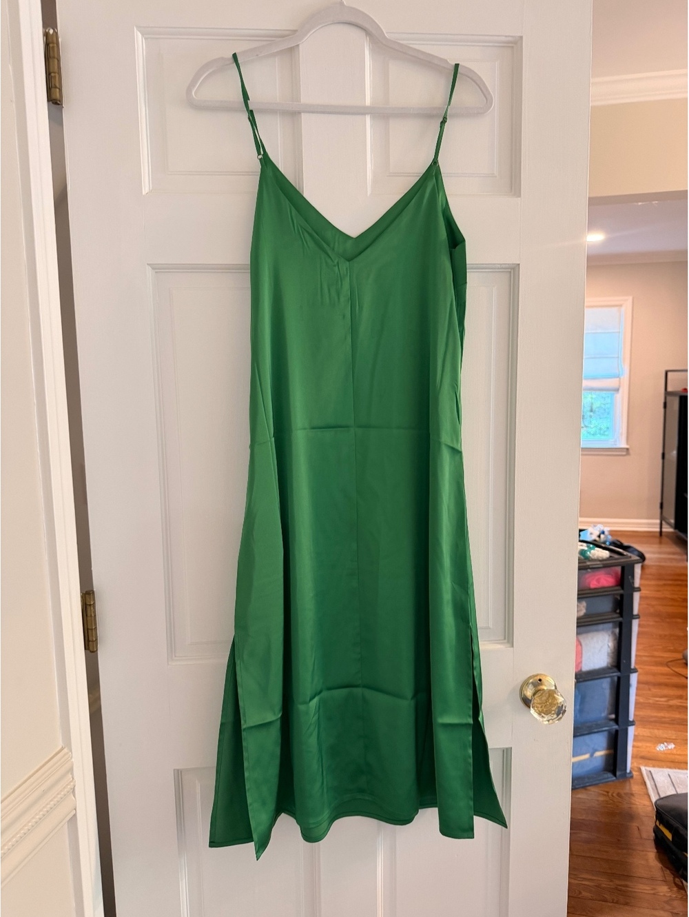 The Drop satiny slip dress emerald green size Small